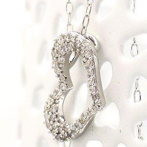 オープンハート ダイヤモンド 0.1ct ネックレス ペンダント k18ゴールド パヴェ 18金 レディース アクセサリーの画像