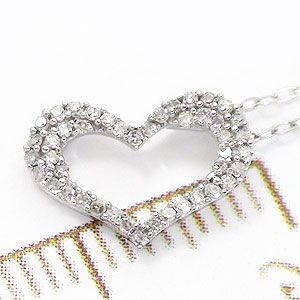 オープンハート ダイヤモンド 0.1ct ネックレス ペンダント k18ゴールド パヴェ 18金 レディース アクセサリーの画像