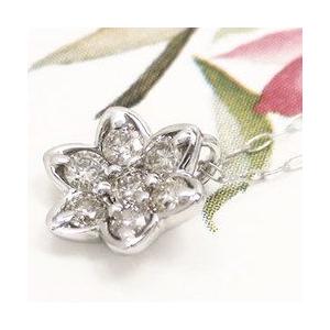 フラワー ダイヤモンドネックレス 0.3ct k18ゴールド フラワー 花 18金 レディース ジュエリー アクセサリーの画像