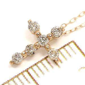 クロス ダイヤネックレス 0.2ct k18ゴールド 十字架 18金 レディース ジュエリー アクセサリーの画像