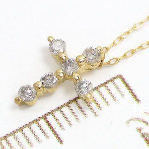 クロス ダイヤネックレス 0.2ct k18ゴールド 十字架 18金 レディース ジュエリー アクセサリーの画像