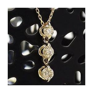 トリロジー ダイヤモンド ネックレス ダイヤ 0.2ct k10ゴールド スリーストーン レディース ジュエリー アクセサリーの画像