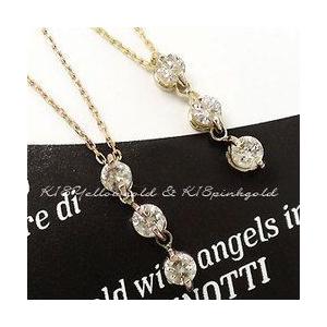 トリロジー ダイヤモンド ネックレス ダイヤ 0.2ct k10ゴールド スリーストーン レディース ジュエリー アクセサリーの画像