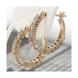 ダイヤモンド 1ct ピアス フープピアス エタニティ k18ゴールド