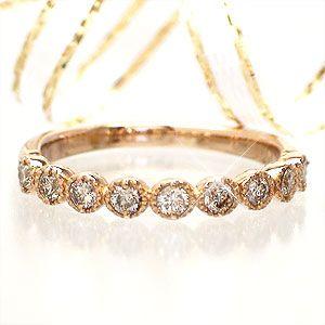 指輪 ハーフエタニティリング ダイヤモンド リング 0.3ct ミル 一文字 k18ゴールド 18金 レディース アクセサリーの画像