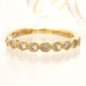 指輪 ハーフエタニティリング ダイヤモンド リング 0.3ct ミル 一文字 k18ゴールド 18金 レディース アクセサリーの画像