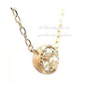 ダイヤ ネックレス 一粒 ソリティア ダイヤモンド ペンダント 0.2ct ミル打ち k18ゴールド 18金 レディースの画像