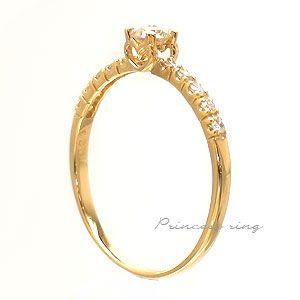 指輪 ダイヤリング ダイヤモンド 一粒 ハート リング ハーフエタニティリング k18ゴールド 18金 レディース アクセサリーの画像