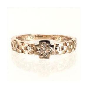 指輪 ピンキーリング ダイヤモンド リング 0.02ct ｋ10YG クロス レディース ジュエリー アクセサリーの画像