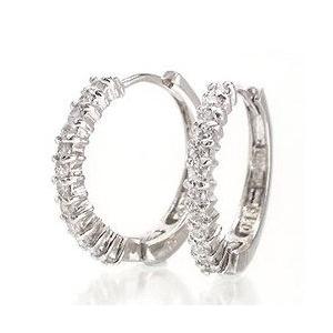 フープピアス 中折式ピアス ダイヤ ピアス 18金 ダイヤモンド エタニティ 0.3ct k18ゴールド レディース アクセサリーの画像