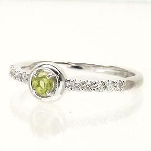 指輪 ピンキーリング ペリドット 8月誕生石 ダイヤモンド プラチナ900 pt900 一粒 レディース ジュエリー アクセサリーの画像