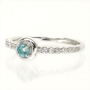指輪 ブルートパーズ 11月誕生石 ダイヤモンド 指輪一粒 ピンキーリング k18ゴールド 18金 レディース アクセサリーの画像
