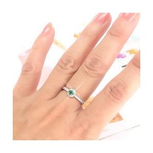指輪 グリーンクオーツ ダイヤモンド プラチナ900 pt900 一粒 ピンキーリング レディース ジュエリー アクセサリーの画像