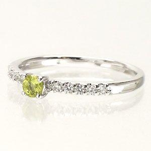 指輪 ペリドット 8月誕生石 ダイヤモンド プラチナ900 pt900 一粒 ピンキーリング レディース ジュエリー アクセサリーの画像