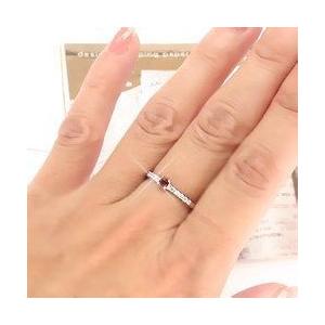 指輪 ピンキーリング ガーネット 1月誕生石 ダイヤモンド 一粒 k18ゴールド 18金 レディース アクセサリーの画像