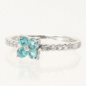 指輪 ブルートパーズ 11月誕生石 フラワー ダイヤモンド ピンキーリング プラチナ900 pt900 一粒 レディース ジュエリー アクセサリーの画像