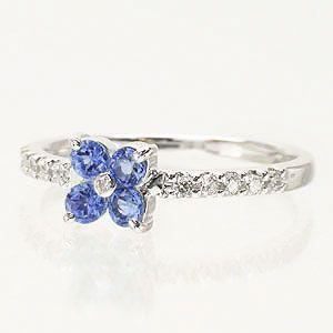 指輪 タンザナイト ダイヤモンド リング フラワー ピンキーリング k18ゴールド 18金 レディース アクセサリーの画像