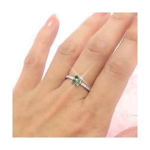 指輪 ピンキーリング グリーンクオーツ ダイヤモンド フラワー プラチナ900 pt900 一粒 レディース ジュエリー アクセサリーの画像