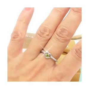 指輪 ピンキーリング ハート ペリドット 8月誕生石 ダイヤモンド リング プラチナ900 pt900 一粒 レディースの画像