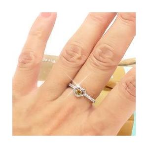 指輪 シトリントパーズ 11月誕生石 ダイヤモンド リング ハート ピンキーリング 一粒 k18ゴールド 18金 レディース アクセサリーの画像