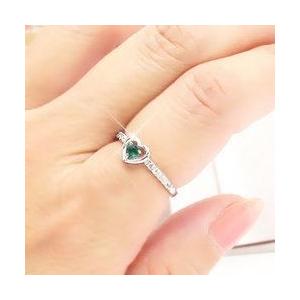 指輪 ピンキーリング 一粒 ハート グリーンクォーツ 一粒ダイヤモンド k18ゴールド 18金 レディース アクセサリーの画像