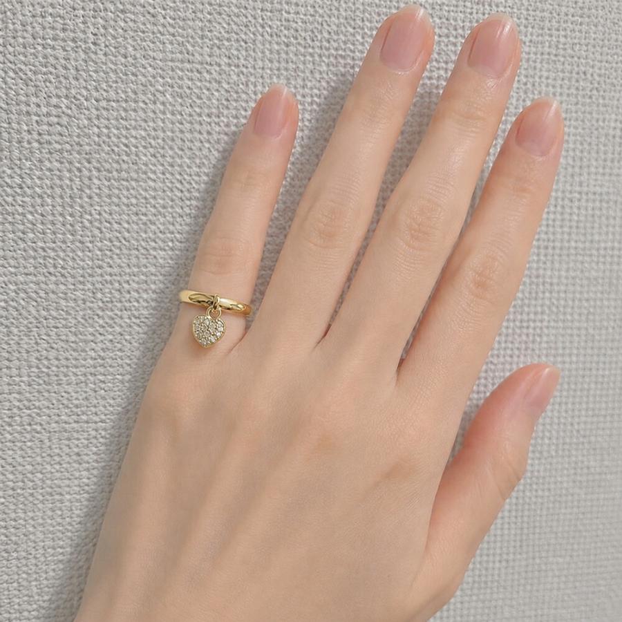 指輪 ダイヤモンド リング ピンキーリング ハートチャーム k18ゴールド 18金 レディース ジュエリー アクセサリーの画像
