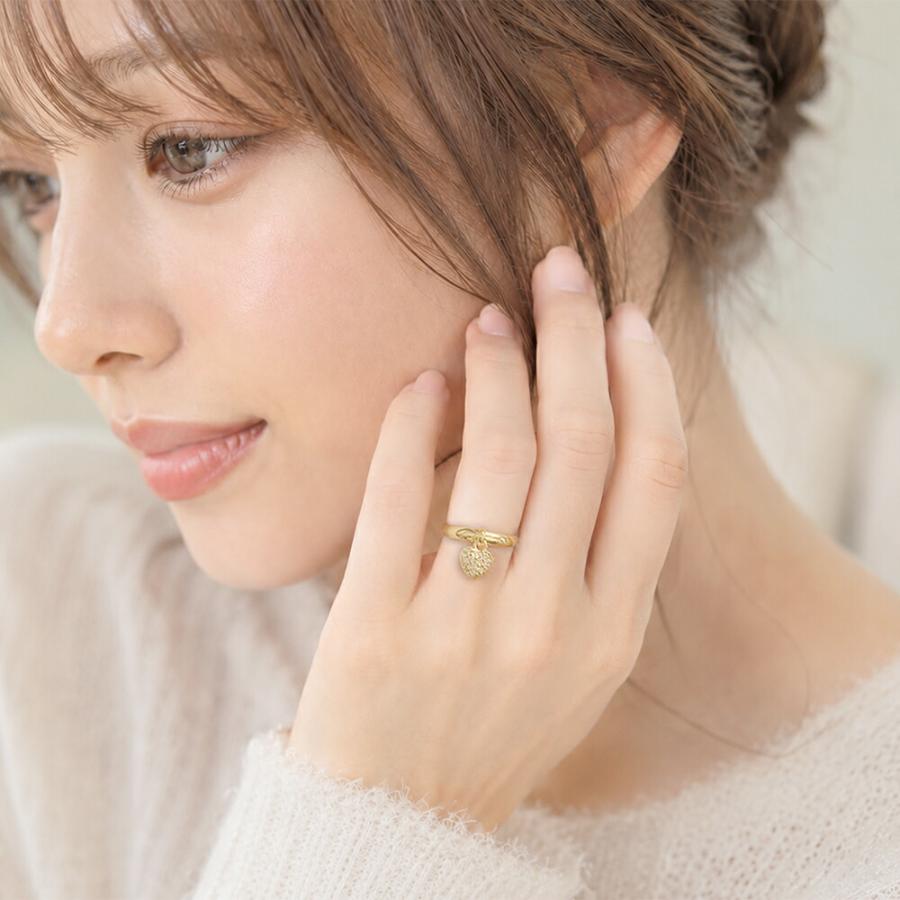 指輪 ダイヤモンド リング ピンキーリング ハートチャーム k18ゴールド 18金 レディース ジュエリー アクセサリーの画像