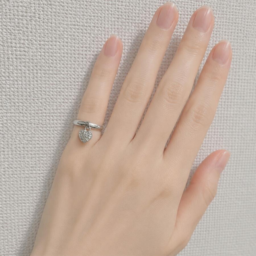 指輪 ダイヤモンド リング ピンキーリング ハートチャーム プラチナ900 pt900 レディース ジュエリー アクセサリーの画像