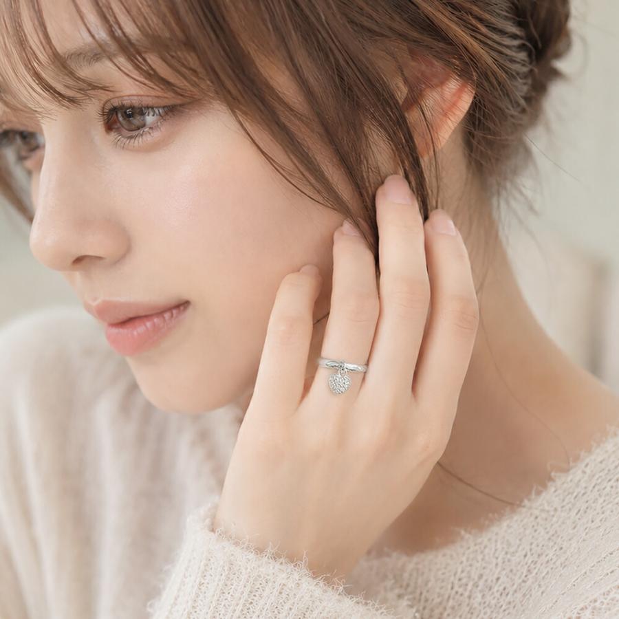 指輪 ダイヤモンド リング ピンキーリング ハートチャーム プラチナ900 pt900 レディース ジュエリー アクセサリーの画像