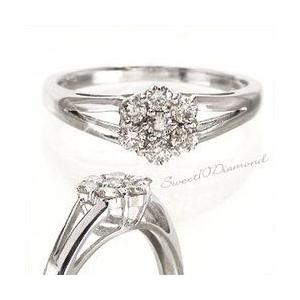 指輪 ダイヤモンド リング フラワー 花 ダイヤ 0.3ct k18ゴールド 18金 レディース ジュエリー アクセサリーの画像