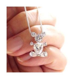 ネックレス シルバー925 スターリングシルバー ベア クマ くま キュービックジルコニア レディース アクセサリーの画像