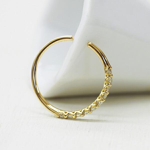 18金 ダイヤ 0.2ct イヤーカフ ミルククラウン k18 yg イエローゴールド 片耳の画像