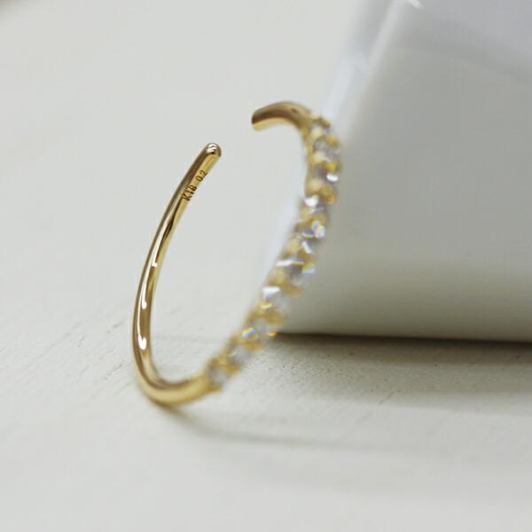 18金 ダイヤ 0.2ct イヤーカフ ミルククラウン k18 yg イエローゴールド 片耳の画像