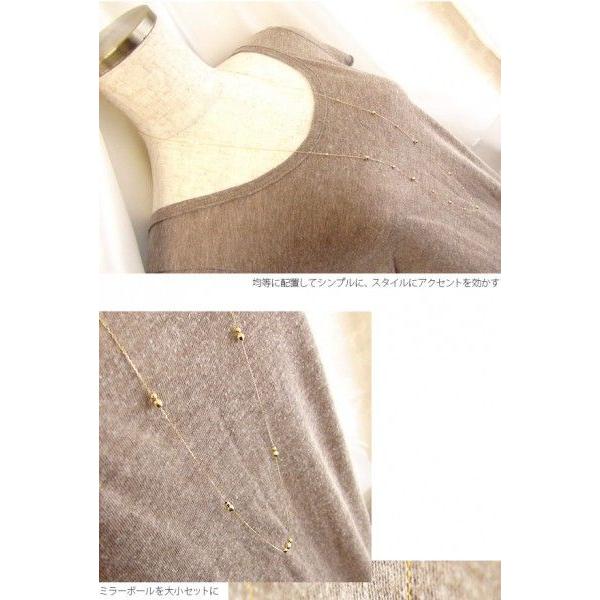 ロングネックレスチェーン k18ゴールド 18金 スライドミラーボール 丸玉 レディース ジュエリー アクセサリーの画像