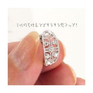 アンティーク風 ピアス 中折れ フープピアス ダイヤモンド ダイヤ 0.2ct ミル打ち k18ゴールド レディース アクセサリーの画像