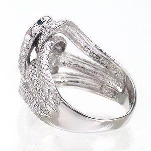 指輪 蛇 へび スネーク ダイヤモンド ブルーダイヤモンド 0.04ct シルバー925 リング レディース ジュエリー アクセサリーの画像