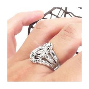 ホワイトスネークダイヤモンド入り手彫り水晶白蛇水晶NO 25-1177 指輪 蛇 へび スネーク ダイヤモンド ブルーダイヤモンド 0.04ct