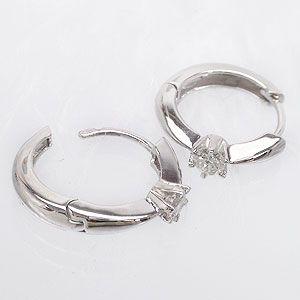フープピアス ダイヤモンド ピアス ダイヤ 0.20カラット 中折れ k18ホワイトゴールド ソリティア 18金 レディースの画像