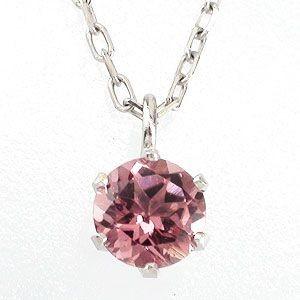一粒 ネックレス ピンクトルマリン 10月誕生石 k10ゴールド 10金 レディース ジュエリー アクセサリーの画像
