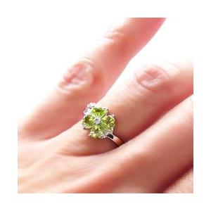 指輪 ペリドット ダイヤモンド クローバー リング 8月誕生石 0.04ct k18ゴールド 18金 ピンキーリング レディースの画像