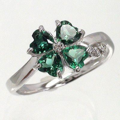 指輪 グリーンクォーツ ダイヤモンド クローバー リング プラチナ900 pt900 レディース ジュエリー アクセサリーの画像