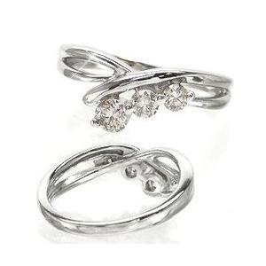指輪 ダイヤモンド リング トリロジー スリーストーン ダイヤモンド 0.3ct k18ゴールド 18金 レディース アクセサリーの画像