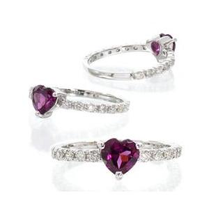 ロードライトガーネット ダイヤモンド リング 0.25ct ハートシェイプカット 1月誕生石 k18ゴールド 18金 レディースの画像