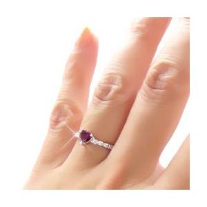 ロードライトガーネット ダイヤモンド リング 0.25ct ハートシェイプカット 1月誕生石 プラチナ900 pt900 レディースの画像