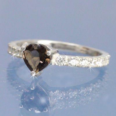 指輪 スモーキークォーツ ダイヤモンド 0.25ct エタニティ リング プラチナ900 pt900 レディース ジュエリー アクセサリーの画像