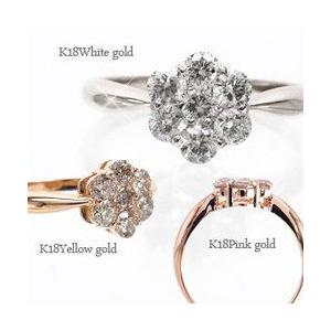 指輪 ダイヤモンド リング フラワー リング ダイヤモンド 0.5ct k18ゴールド 18金 レディース ジュエリー アクセサリーの画像