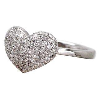 指輪 ハート パヴェ ダイヤモンド リング ダイヤ 0.3ct リング k18ゴールド レディース ジュエリー アクセサリーの画像