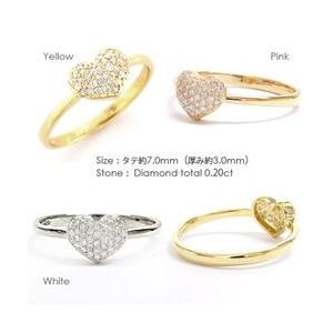 指輪 ダイヤモンド リング パヴェ ハート 0.2ct k18ゴールド 18金 レディース ジュエリー アクセサリーの画像