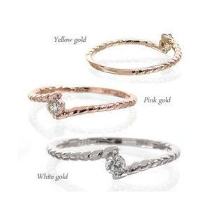 指輪 ピンキーリング 一粒ダイヤモンド リング ソリティア ダイヤモンド 0.07ct k10ゴールド レディース アクセサリーの画像