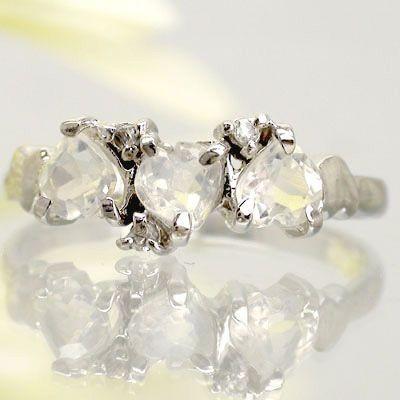 指輪 ピンキーリング ハート ブルームーンストーン リング ダイヤ プラチナ900 pt900 レディース ジュエリー アクセサリーの画像